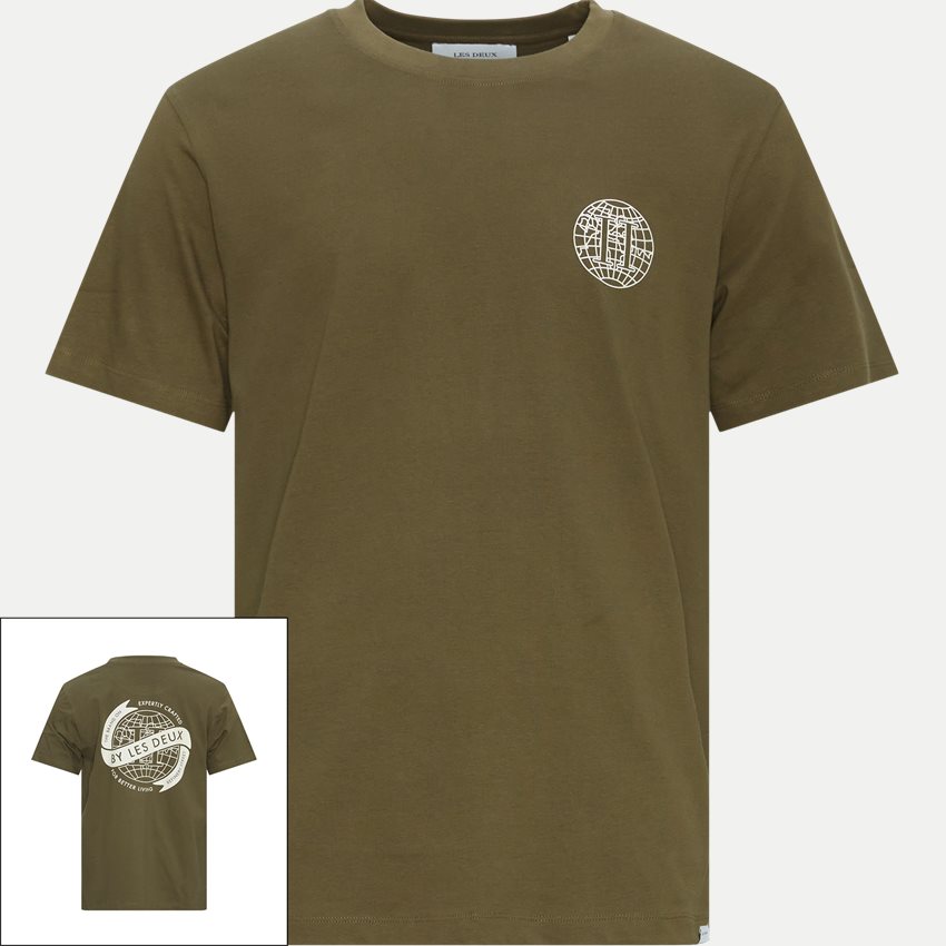Les Deux T-shirts GLOBE T-SHIRT LDM101164 OLIVE NIGHT/IVORY
